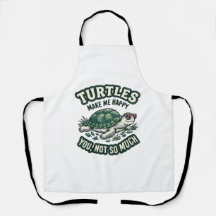 Funny Turtle Make Me Happy Vintage Apron