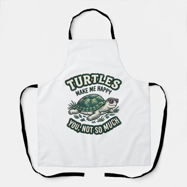 Funny Turtle Make Me Happy Vintage  Apron (Front)