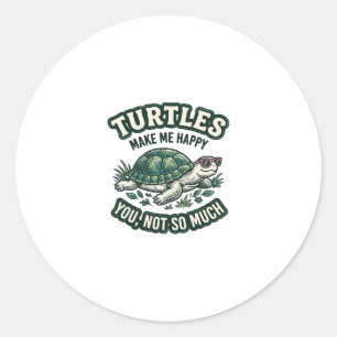 Funny Turtle Make Me Happy Vintage  Classic Round Sticker