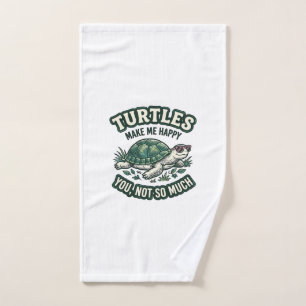 Funny Turtle Make Me Happy Vintage Hand Towel