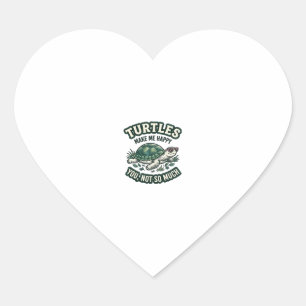 Funny Turtle Make Me Happy Vintage  Heart Sticker