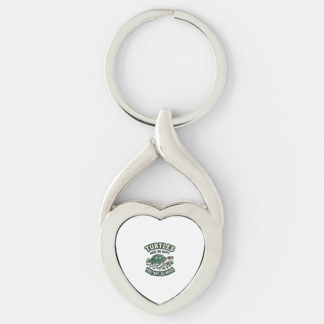 Funny Turtle Make Me Happy Vintage  Key Ring (Front)