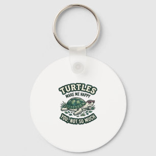 Funny Turtle Make Me Happy Vintage Key Ring