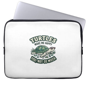 Funny Turtle Make Me Happy Vintage Laptop Sleeve