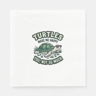 Funny Turtle Make Me Happy Vintage Napkin