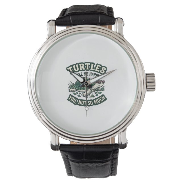 Funny Turtle Make Me Happy Vintage  Watch (Front)