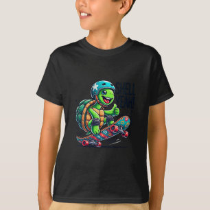 Funny Turtle On Skateboard With Shell Yeah Skatebo T-Shirt