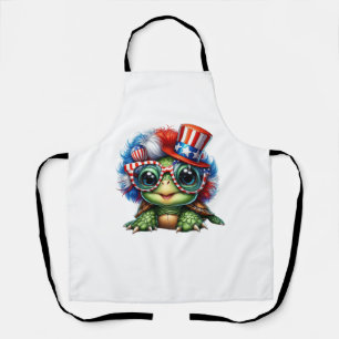 Funny Turtle Patriotic USA Flag Sunglass Apron
