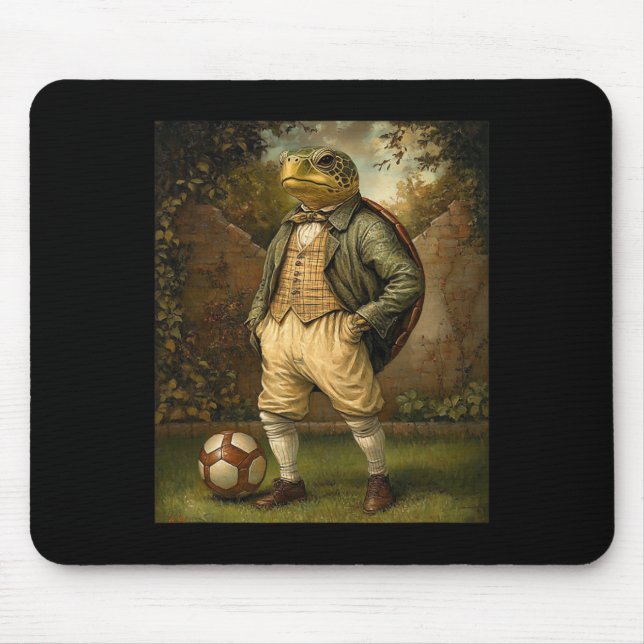 Funny Turtle Playing Soccer Graphic Weird Turtle  Mouse Mat (Front)