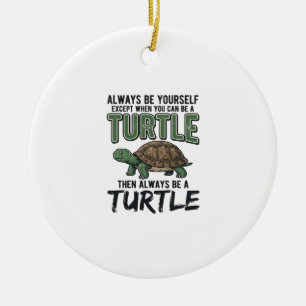 Funny Turtle Quote Vintage Vector Design_1 Ceramic Tree Decoration