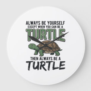 Funny Turtle Quote Vintage Vector Design_1 Large Clock