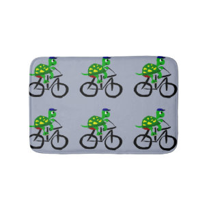 Funny Turtle Riding Bicycle Bath Mat
