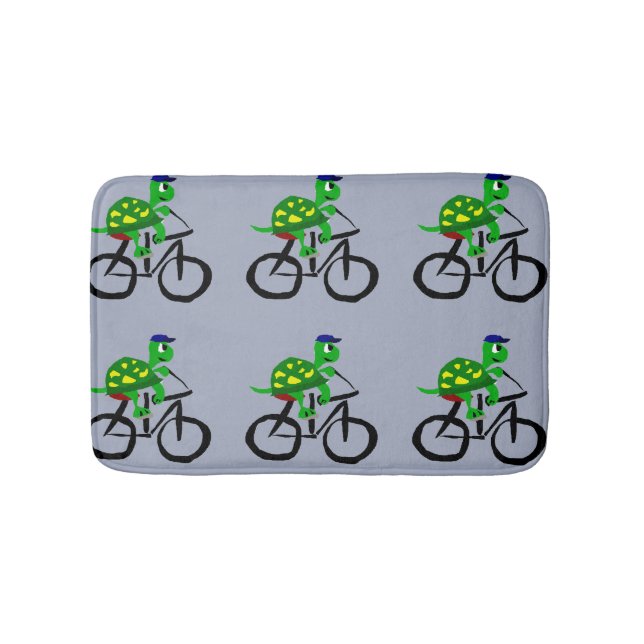 Funny Turtle Riding Bicycle Bath Mat (Front)