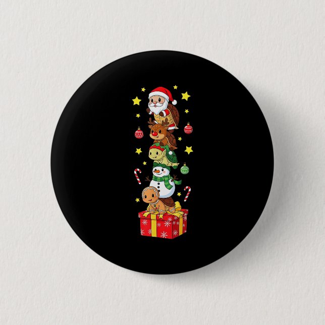 Funny Turtle Santa Elf Snowman Christmas Boys Girl 6 Cm Round Badge (Front)