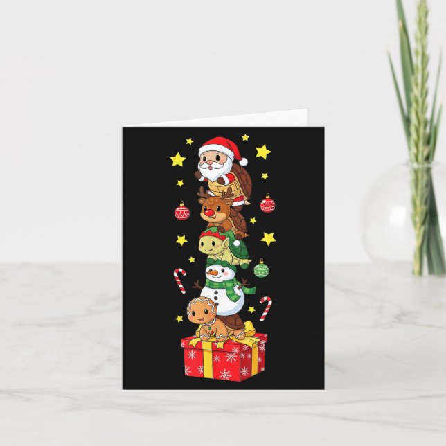 Funny Turtle Santa Elf Snowman Christmas Boys Girl Card (Front)