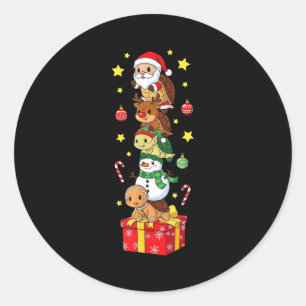 Funny Turtle Santa Elf Snowman Christmas Boys Girl Classic Round Sticker
