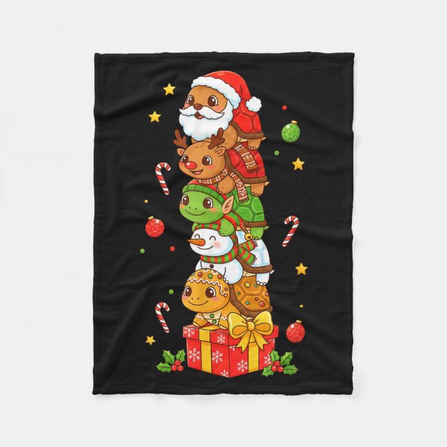 Funny Turtle Santa Elf Snowman Christmas Womens Me Fleece Blanket (Front)
