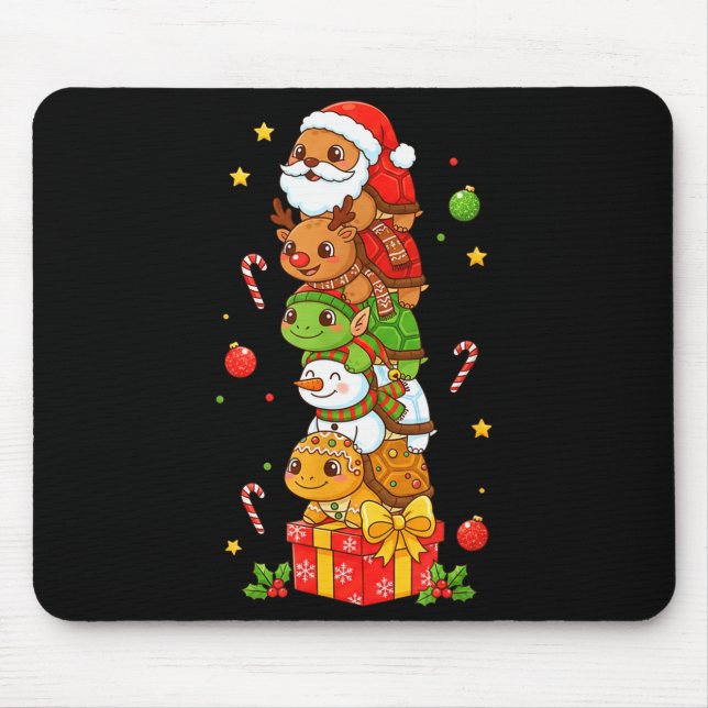 Funny Turtle Santa Elf Snowman Christmas Womens Me Mouse Mat (Front)