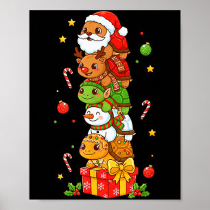 Funny Turtle Santa Elf Snowman Christmas Womens Me Poster