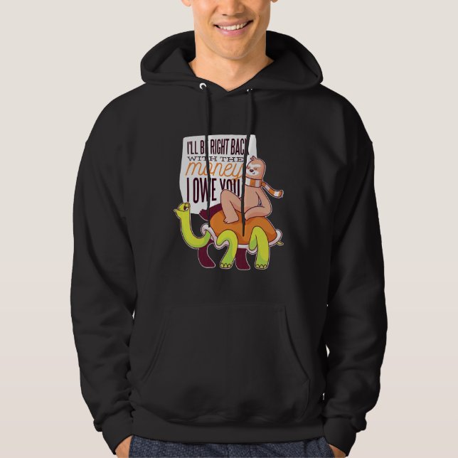 Funny Turtle Sloth Cute Fun Animals Hoodie (Front)