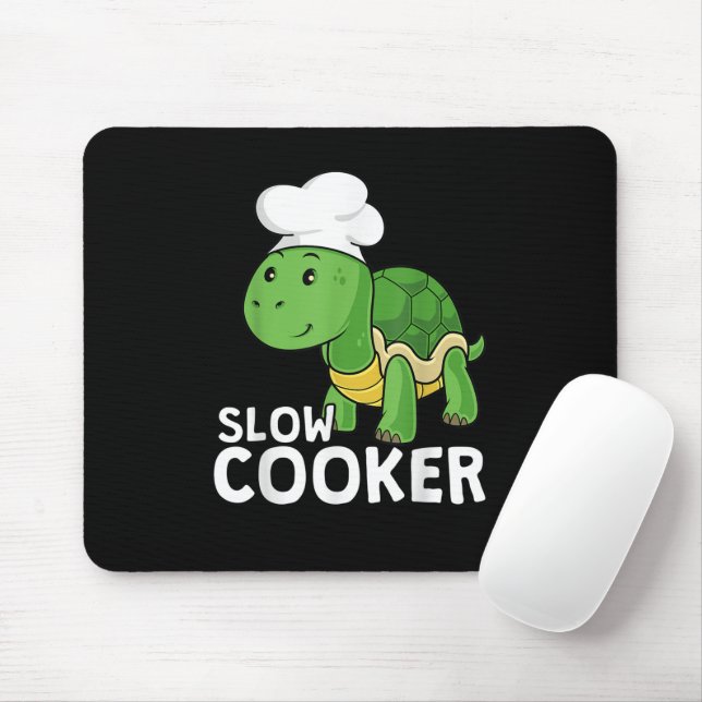Funny Turtle Slow Cooker Chef Cooking Tortoise Mouse Mat (With Mouse)