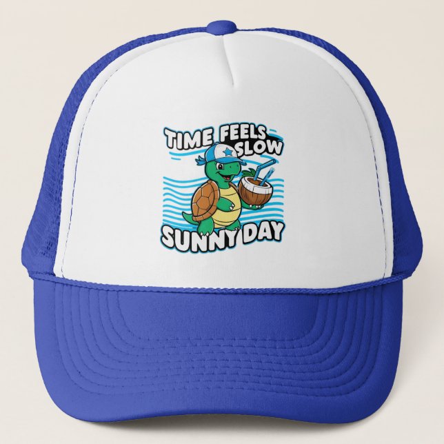 Funny turtle sunny day trucker hat (Front)