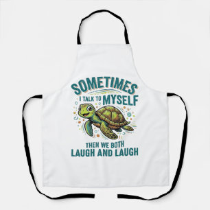 Funny Turtle Talking To Myself Vintage Shirt Desig Apron