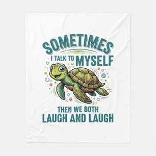 Funny Turtle Talking To Myself Vintage Shirt Desig Fleece Blanket