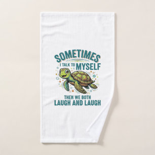 Funny Turtle Talking To Myself Vintage Shirt Desig Hand Towel