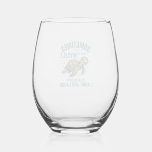 Funny Turtle Talking To Myself Vintage Shirt Desig Stemless Wine Glass