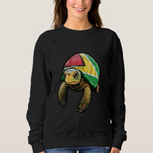 Funny Turtle with Guyana Flag Cool Guyanese Pride Sweatshirt