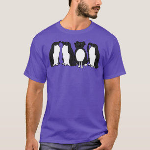 Funny Tuxedo Cat and Penguins T-Shirt
