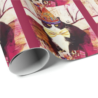 Funny tuxedo cat birthday wrapping paper