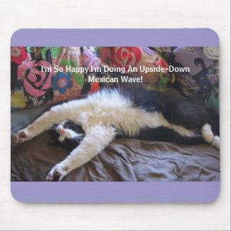 Funny Tuxedo Cat Cute doing a Mexican Wave Magnet Mouse Mat
