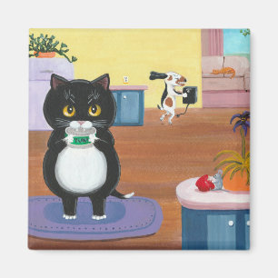 Funny Tuxedo Cat Dog Creationarts Magnet