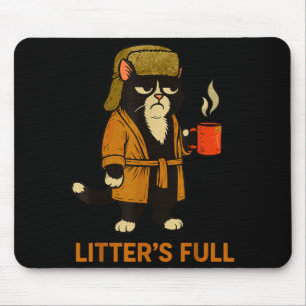 Funny Tuxedo Cat “litter’s Full” Coffee, Cat Parod Mouse Mat
