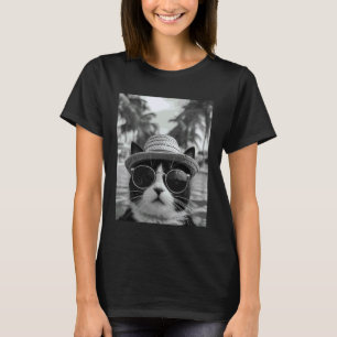 Funny Tuxedo Cat Selfie Cat Summer Vacation T-Shirt