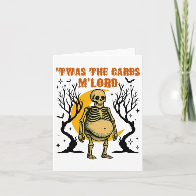 Funny Twas The Carbs M'lord Skeleton Retro Spooky  Card (Front)