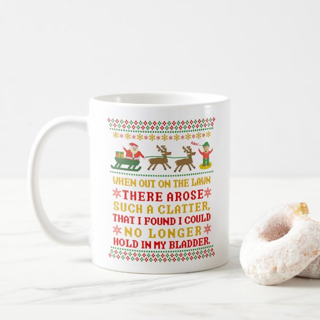Funny Twas the Night Before Christmas Humourous Coffee Mug (With Donut)
