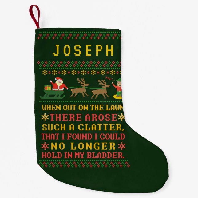 Funny Twas the Night Before Christmas Personalised Small Christmas Stocking (Front)