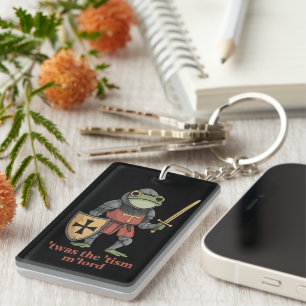 Funny T'was The 'Tism M'Lord Mediaeval Knight Frog Key Ring