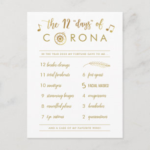 Funny Twelve Days of Corona   Gold Christmas White Holiday Postcard
