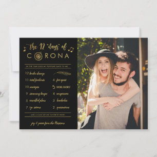 Funny Twelve Days of Corona Photo Gold Black Holiday Card