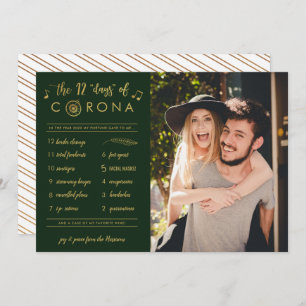 Funny Twelve Days of Corona Photo Gold Green Holiday Card