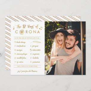 Funny Twelve Days of Corona Photo Gold White Holiday Card