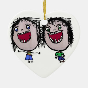 Funny Twin Christmas Ceramic Tree Decoration