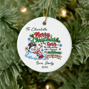 Funny Twin Christmas Ornament Gift