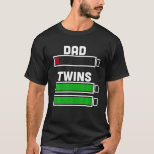 Funny Twins Dad Joke Gift Low Battery Fully Charge T-Shirt