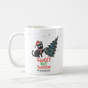 Funny Twisted  Cat Christmas Coffee Mug