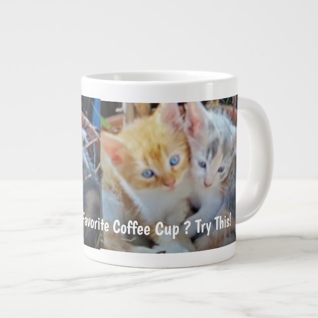 Funny Two Cute Kittens Photo Large Coffee Mug (Front Right)